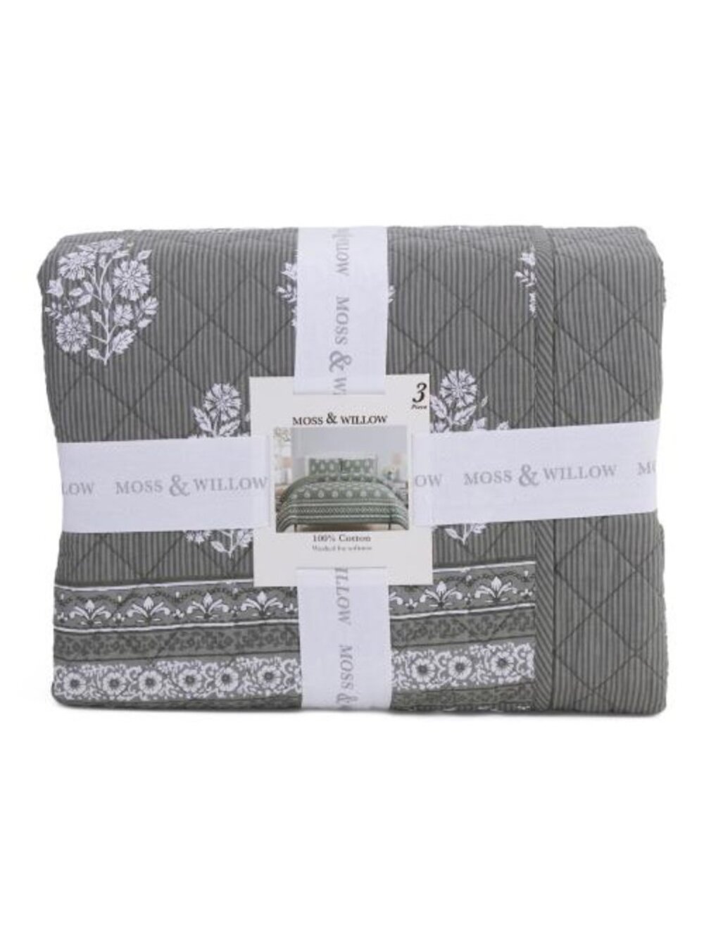 MOSS & WILLOW Benina Block Print Forest Quilt Set